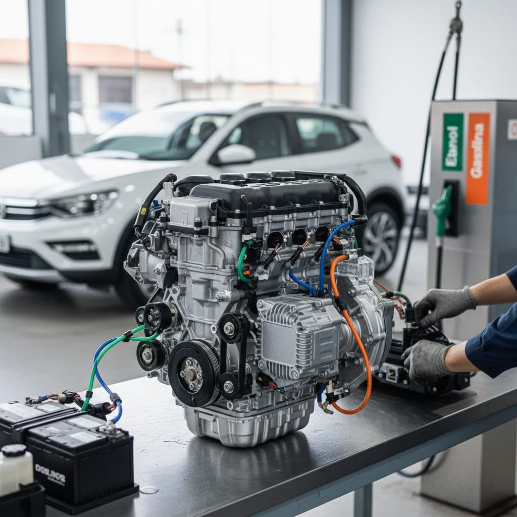 Engenharia e rotina do híbrido flex no Brasil: como o sistema trabalha na prática