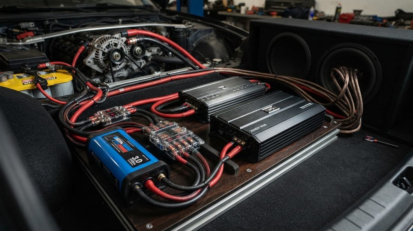 O cálculo que ninguém te ensina: por que 300 A de alternador não são suficientes para 2.500 W RMS